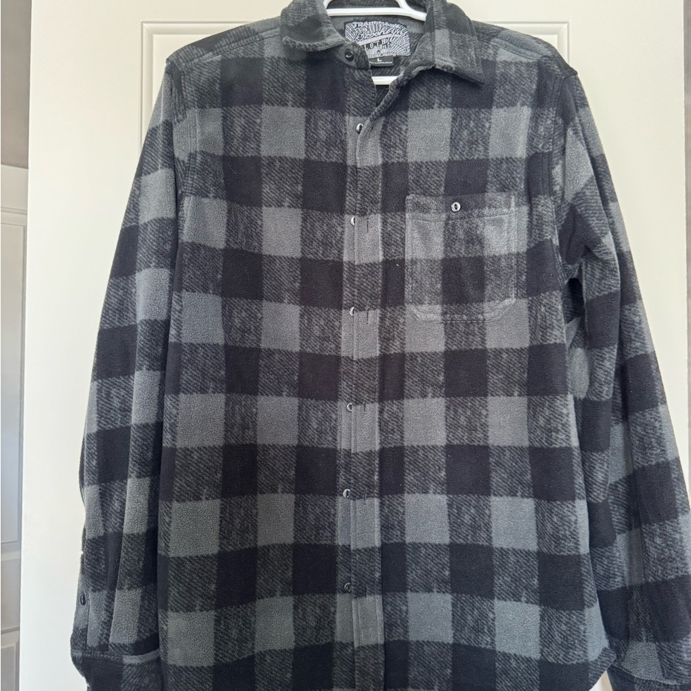 Black and Gray Plaid Button-Up Shirt